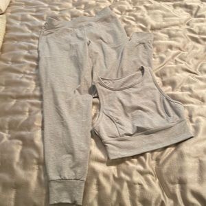Heather gray joggers and top